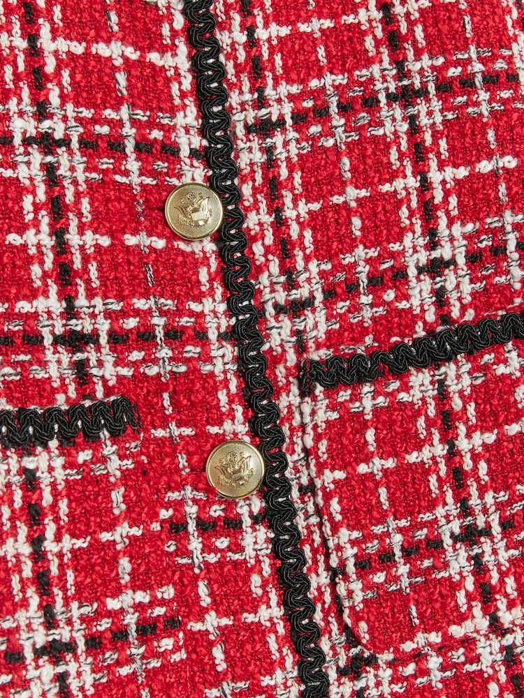 River Island Red Girls Check 100% Cotton Jacket - Image 4 of 4