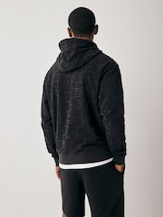 Navy Blue 100% Cotton Textured Overhead Hoodie - Image 2 of 8