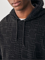 Navy Blue 100% Cotton Textured Overhead Hoodie - Image 4 of 8