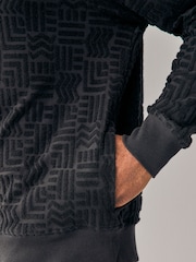 Navy Blue 100% Cotton Textured Overhead Hoodie - Image 5 of 8