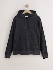 Navy Blue 100% Cotton Textured Overhead Hoodie - Image 6 of 8