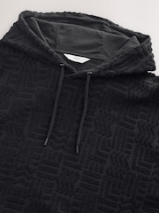 Navy Blue 100% Cotton Textured Overhead Hoodie - Image 7 of 8