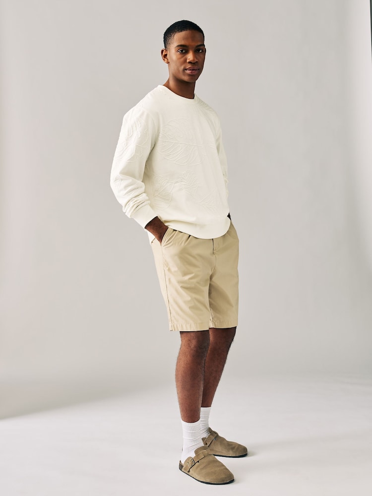 Écru neutre - Sweat ras du cou texturé haut de gamme - Image 2 of 8
