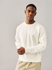 Écru neutre - Sweat ras du cou texturé haut de gamme - Image 3 of 8