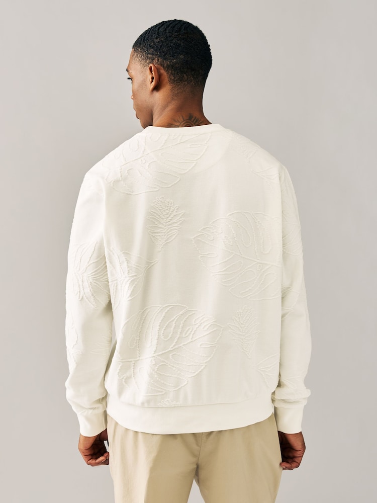 Écru neutre - Sweat ras du cou texturé haut de gamme - Image 4 of 8