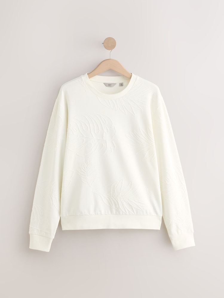 Écru neutre - Sweat ras du cou texturé haut de gamme - Image 6 of 8