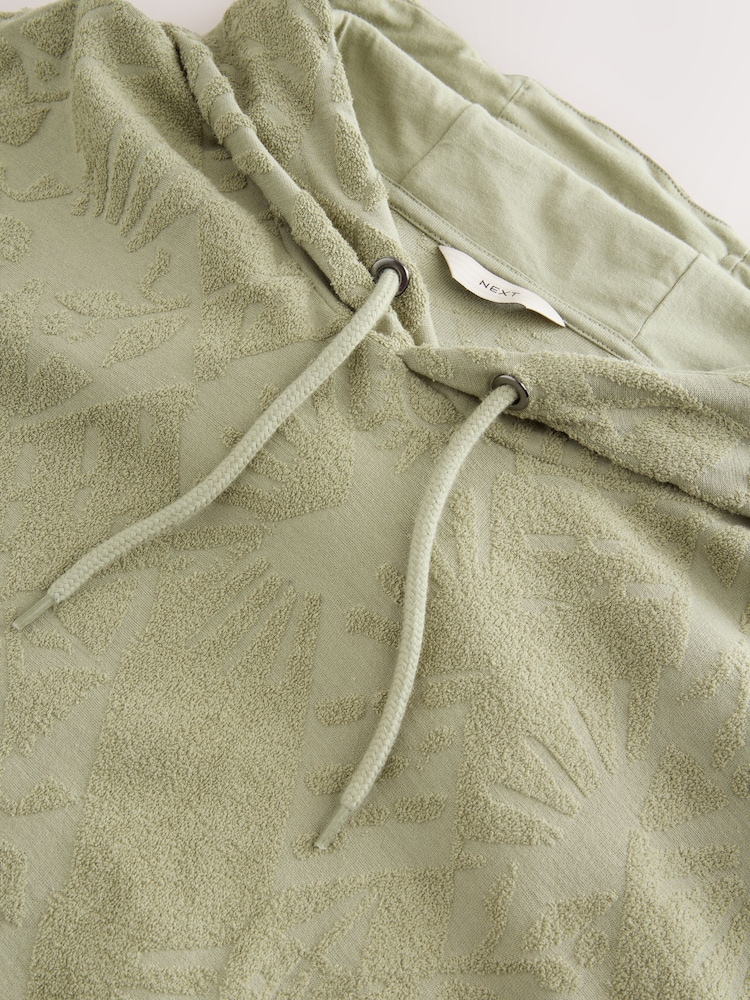 Khaki Green 100% Cotton Textured Overhead Hoodie - Image 3 of 3