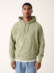 Verde caqui - 100% Cotton Textured Towelling Overhead Hoodie - Imagen 4 de 9