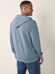Blue Textured Zip Through Hoodie - Image 2 of 8