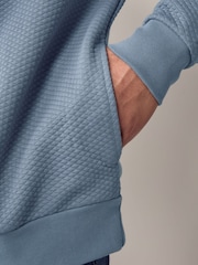 Blue Textured Zip Through Hoodie - Image 4 of 8