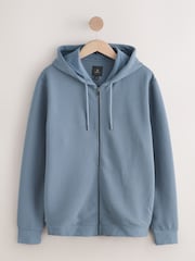 Blue Textured Zip Through Hoodie - Image 5 of 8