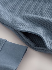 Blue Textured Zip Through Hoodie - Image 8 of 8