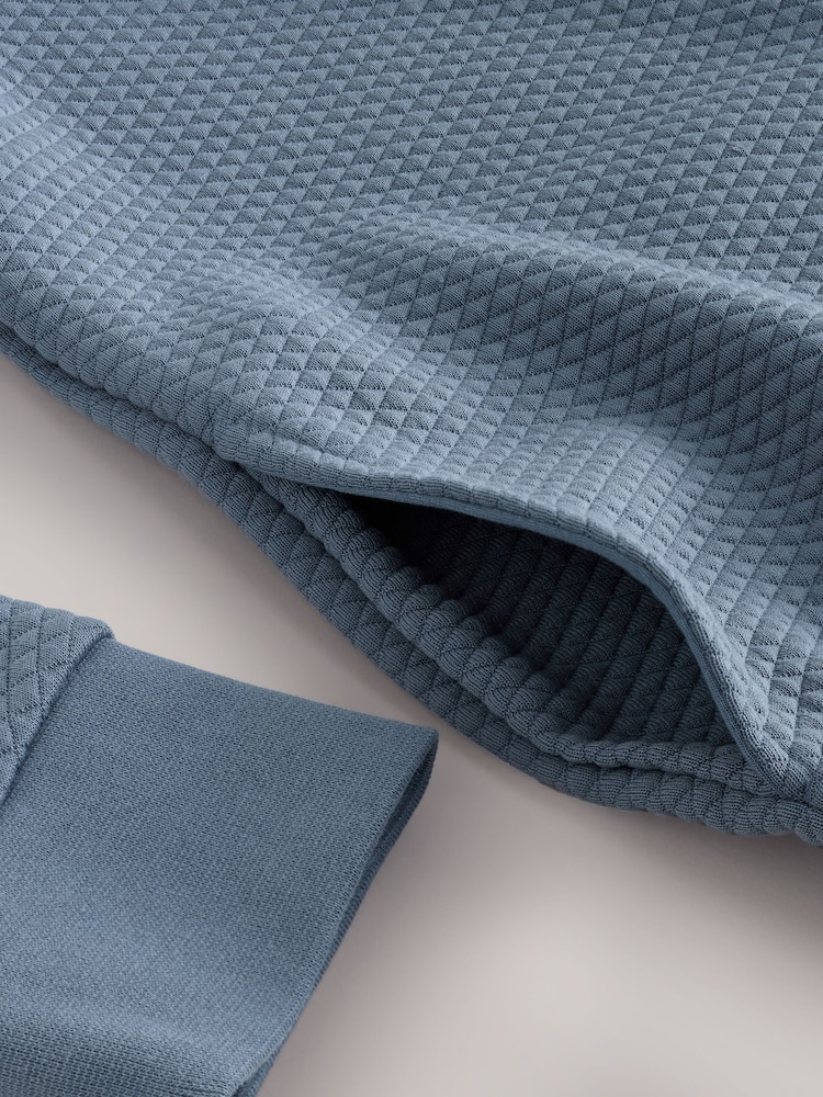 Blue Textured Zip Through Hoodie - Image 8 of 8