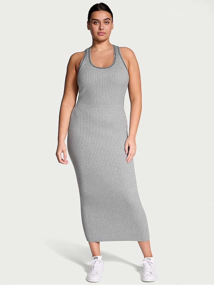 Victoria's Secret Grey Heather Logo Cable Knit Tank Slip Dress - Image 1 of 3