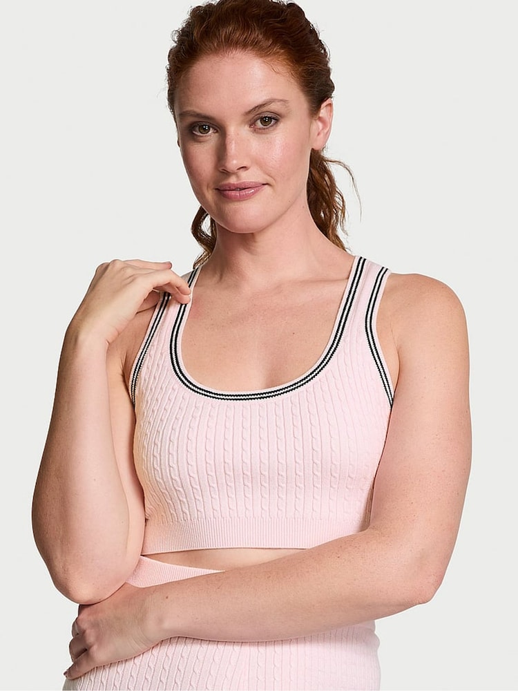 Heather roze met tulpenprint - Victoria's Secret - Kabelgebreide tank bralette met logo - Image 1 of 4