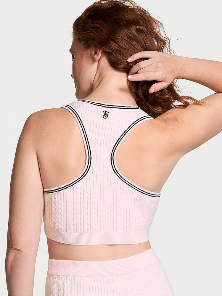 Heather roze met tulpenprint - Victoria's Secret - Kabelgebreide tank bralette met logo - Image 2 of 4