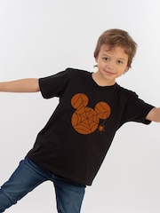 Brands In Black Boys Disney Mickey Mouse Halloween Cobweb 100% Cotton T-Shirt - Image 1 of 3