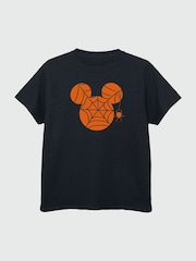 Brands In Black Boys Disney Mickey Mouse Halloween Cobweb 100% Cotton T-Shirt - Image 2 of 3