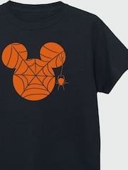 Brands In Black Boys Disney Mickey Mouse Halloween Cobweb 100% Cotton T-Shirt - Image 3 of 3
