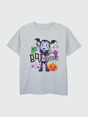 Brands In Grey Girls Disney Vampirina Halloween Bat Tastic Heather 100% Cotton T-Shirt - Image 2 of 3
