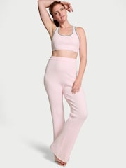 Victoria's Secret Heather Pink Petal Logo Cable Knit Flared Lounge Joggers - Image 1 of 4