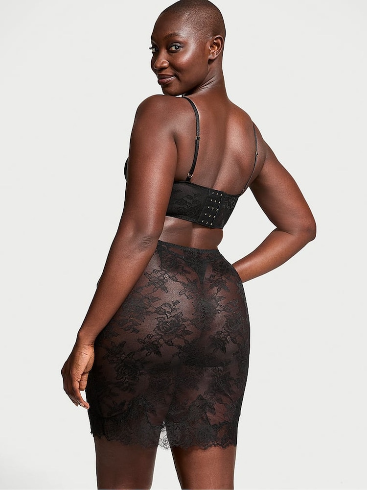 Victoria's Secret Black Rose Lace Bralette & Midi Skirt Set - Image 2 of 3