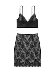 Victoria's Secret Black Rose Lace Bralette & Midi Skirt Set - Image 3 of 3