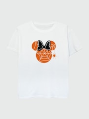 Brands In White Girls Disney Minnie Mouse Halloween Cobweb 100% Cotton T-Shirt - Image 2 of 3