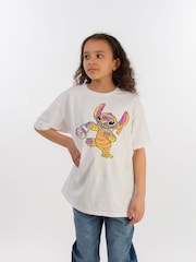 Brands In White Girls Disney Lilo And Stitch Halloween Trick Or Treat 100% Cotton T-Shirt - Image 1 of 3