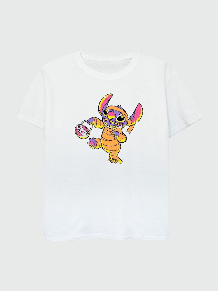 Brands In White Girls Disney Lilo And Stitch Halloween Trick Or Treat 100% Cotton T-Shirt - Image 2 of 3