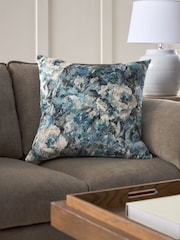 Navy Floral Cut Velvet Cushion - Image 1 of 5