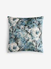 Navy Floral Cut Velvet Cushion - Image 3 of 5