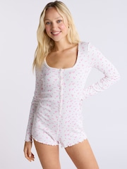 Boux Avenue Cream Rib Christmas Bear Fairisle Pattern Playsuit - Image 1 of 6
