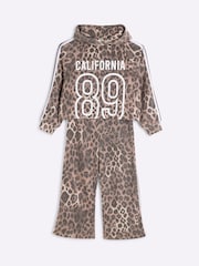 River Island Brown Girls Leopard Print 100% Cotton Sweatshirt - Image 3 of 5