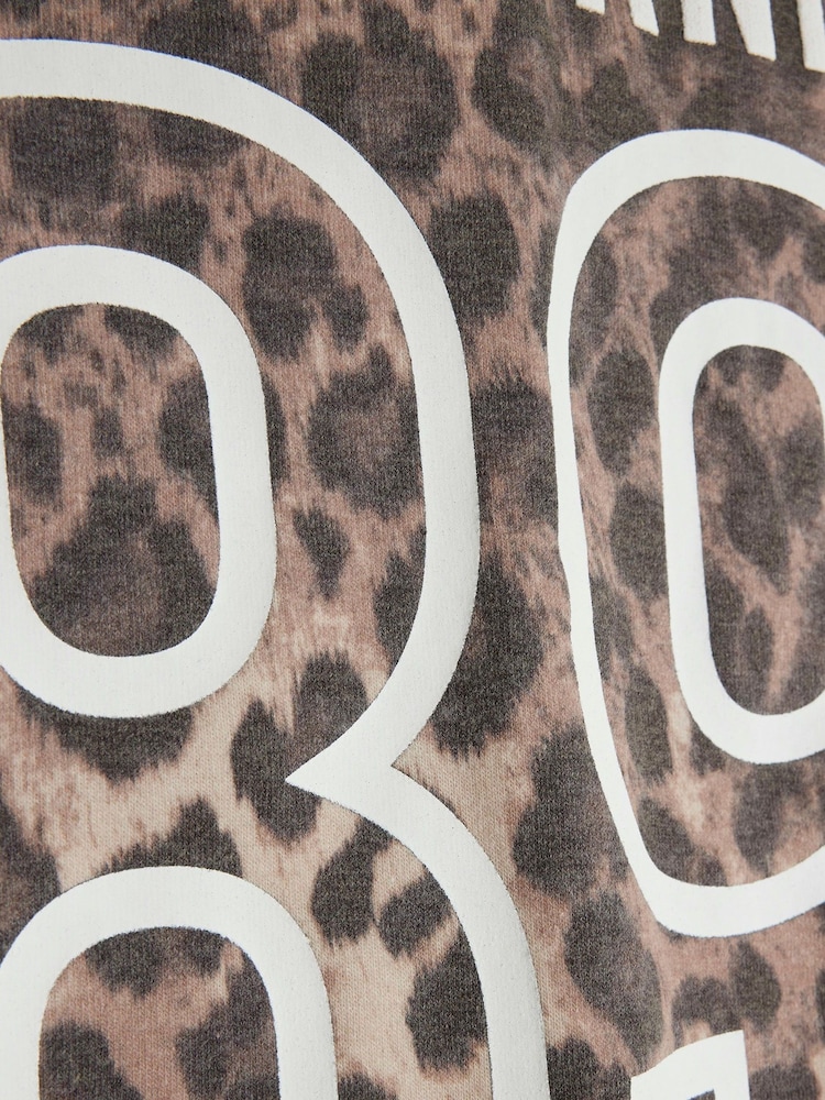 River Island Brown Girls Leopard Print 100% Cotton Sweatshirt - Image 5 of 5