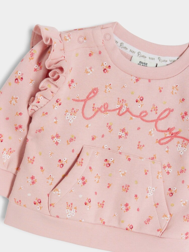 River Island Sweat-shirt Bébé Filles Fleuri Imprimé - Image 4 of 5