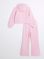 River Island Pink Girls Fierce Cutout 100% Cotton Hoodie & Joggers Set - Image 3 of 6