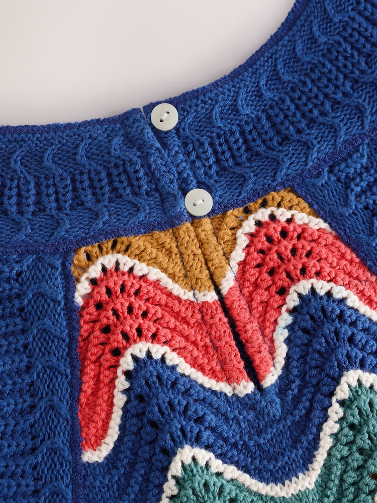 Multi - Crochet Wave Holiday Halter 100% Cotton Tank - Image 9 of 9