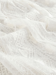 Белый - V-Neck Short Sleeve Lace Blouse - Image 6 of 7