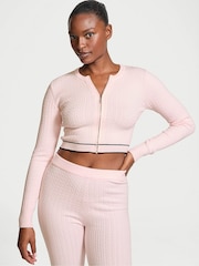 Heather roze met tulpenprint - Victoria's Secret-logo kabelgebreid slaapvest - Image 1 of 4
