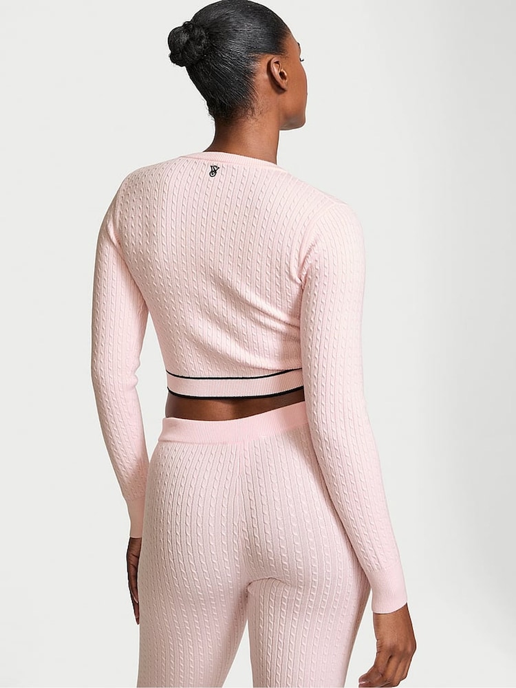 Heather roze met tulpenprint - Victoria's Secret-logo kabelgebreid slaapvest - Image 2 of 4