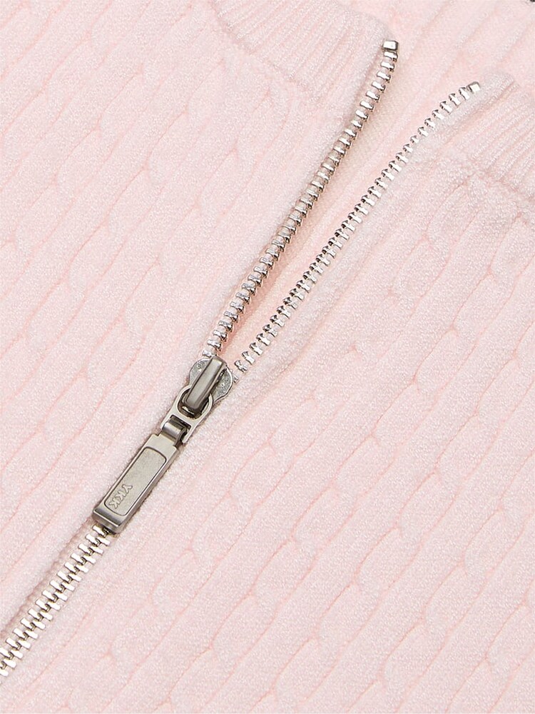 Victoria's Secret Heather Pink Petal Logo Cable Knit Sleep Cardigan - Image 4 of 4 Victoria's Secret Heather Pink Petal Logo Cable Knit Sleep Cardigan - Image 4 of 4