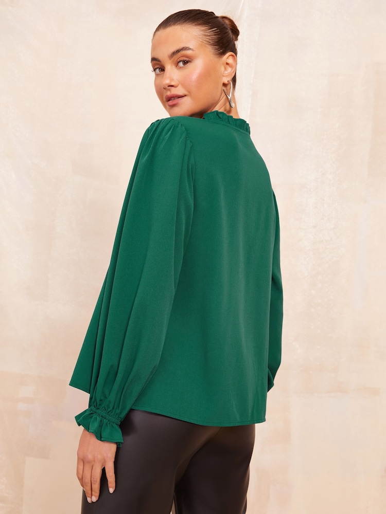 Friends Like These Green Long Sleeve Tie Blouse - Image 4 of 4 Friends Like These Green Long Sleeve Tie Blouse - Image 4 of 4