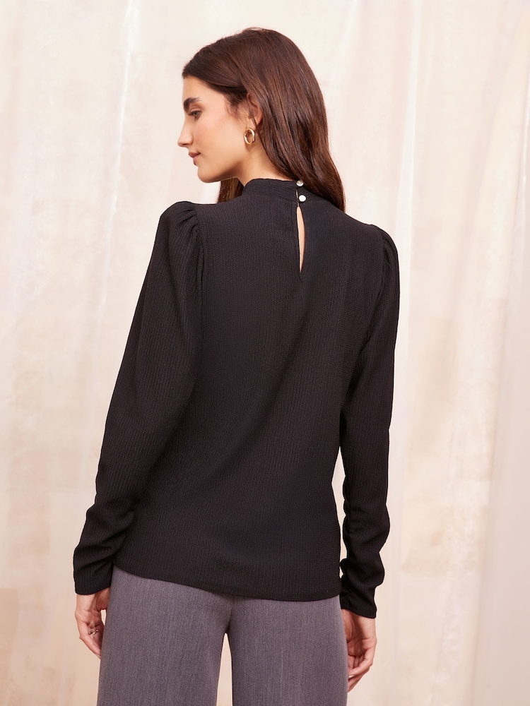 Friends Like These Black Jersey High Neck Top - Image 4 of 4