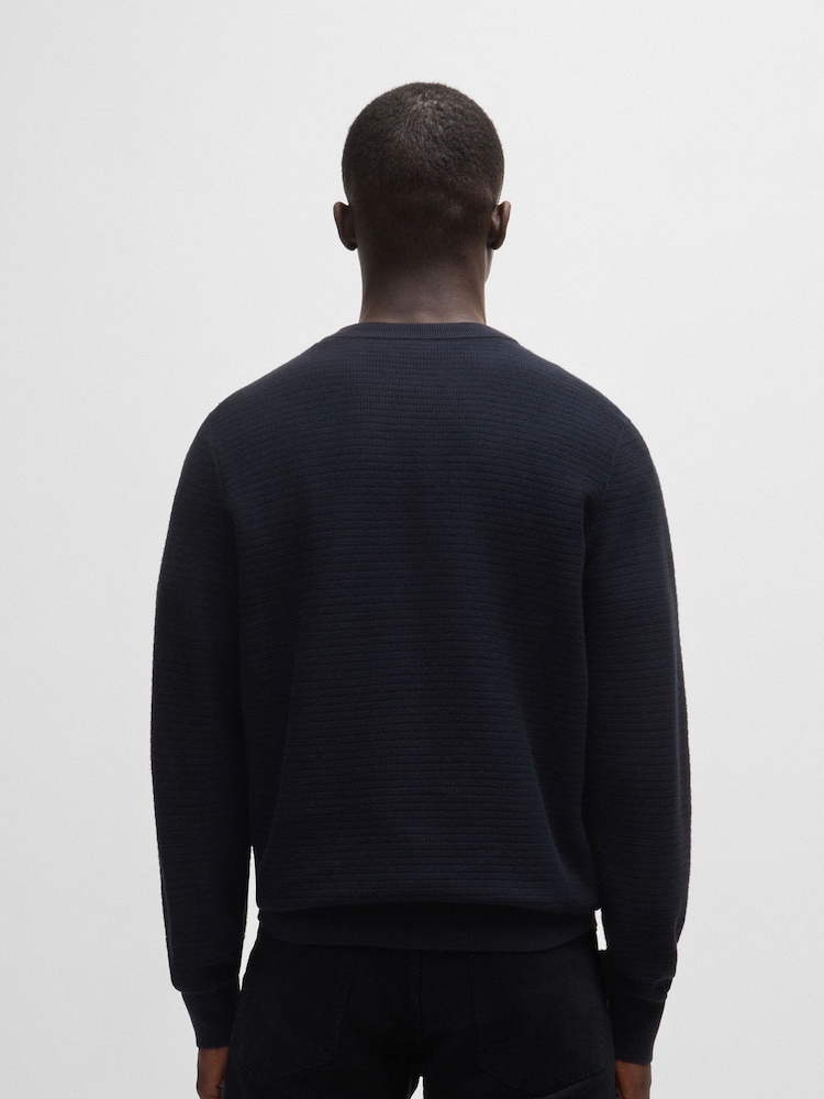 BOSS Navy Logo Patch Jumper - Image 2 of 5