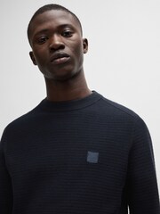 BOSS Navy Logo Patch Jumper - Image 4 of 5