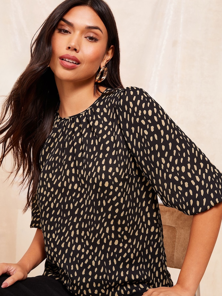Friends Like These Black Print Jersey High Neck Top - Image 4 of 5