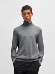 BOSS Grey Rollneck Cashmere Blend Sweater - Image 1 of 5