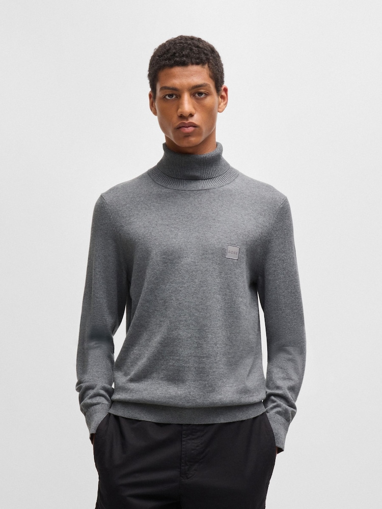 BOSS Grey Rollneck Cashmere Blend Sweater - Image 1 of 5