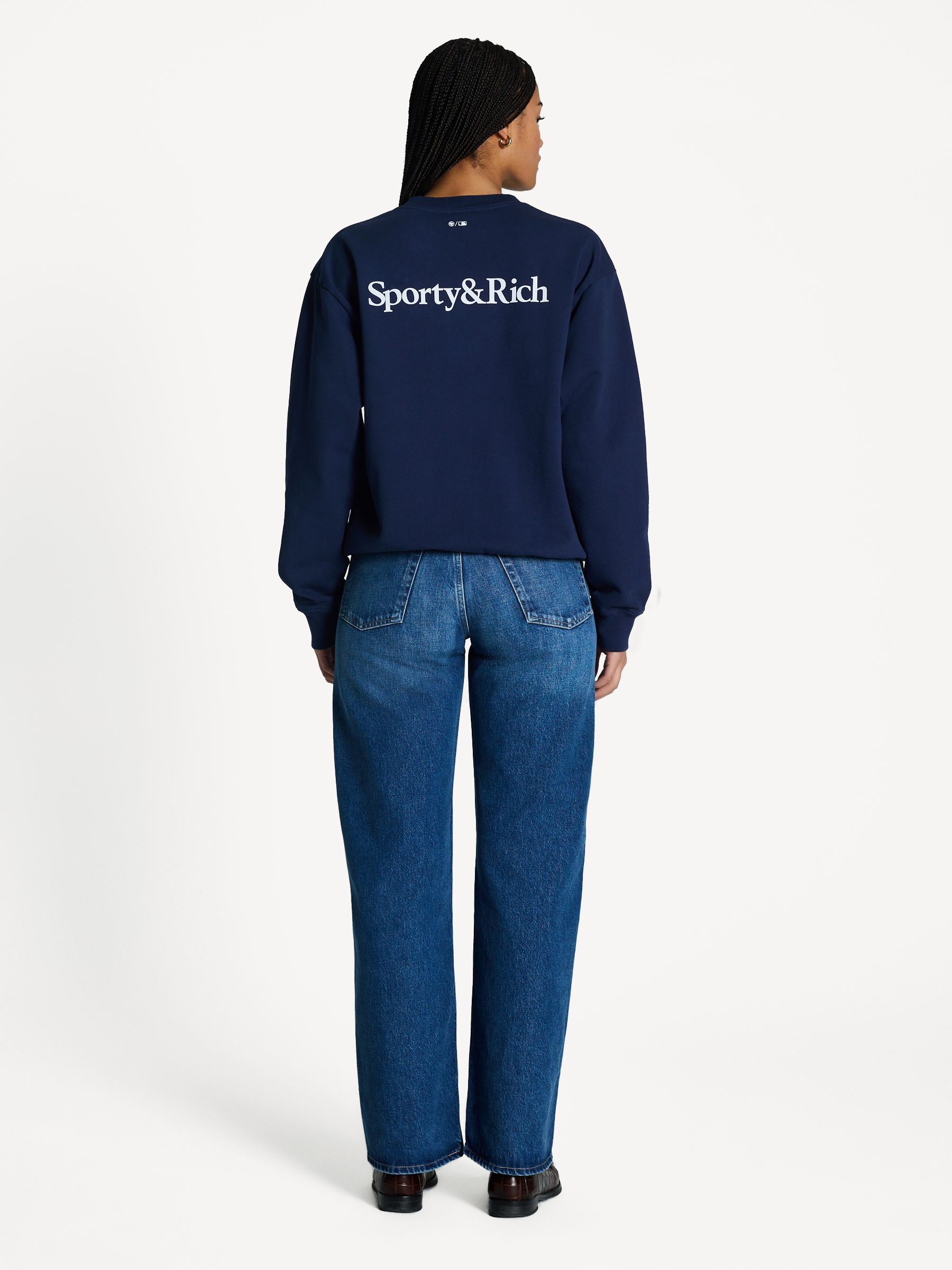 Buy Sporty & Rich Blue Yankees Serif Crewneck Sweatshirt from the 